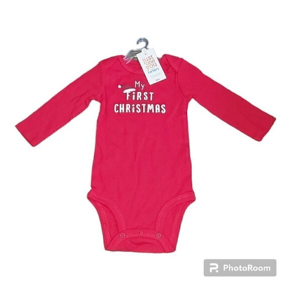 CARTER'S Baby "My First Christmas" 100% Cotton Red Onesie Shirt - Size 6 Months - Picture 1 of 5